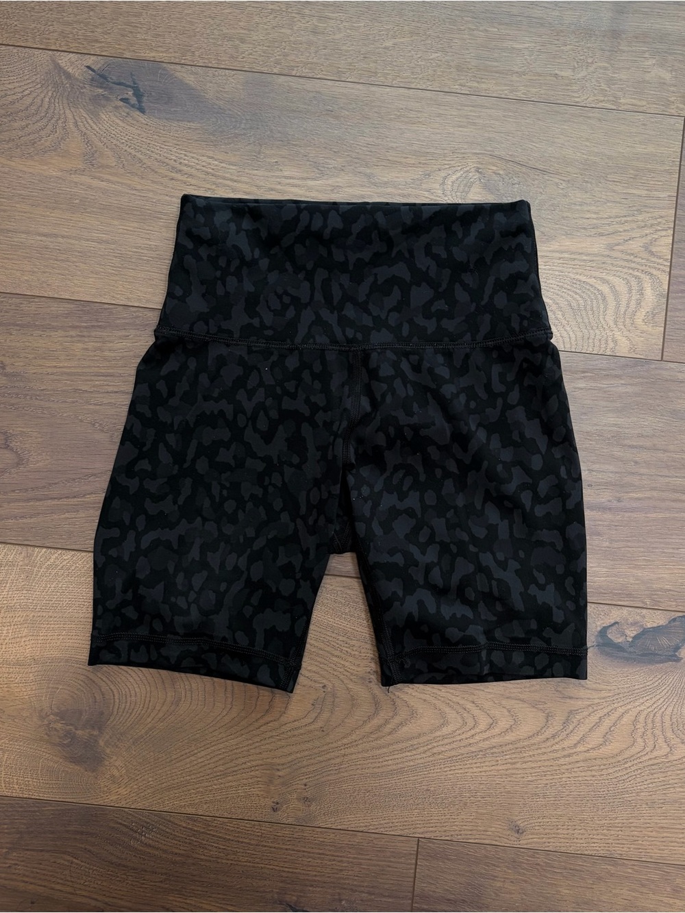 Lululemon High-Rise Black Camo Bike Shorts
